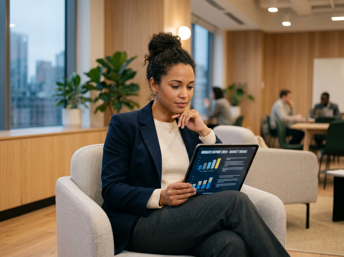 Executive studying market insights